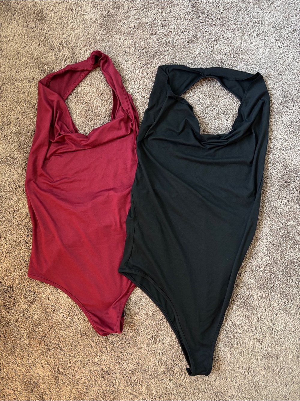 NWOT Halter-Style Bodysuit Duo in Black and Wine